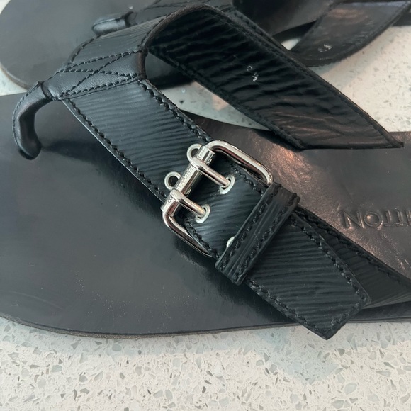 Louis Vuitton authentic sandal flip flops slides leather US size 10 black - Picture 9 of 13
